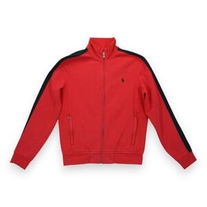 Vintage 90s Polo Ralph Lauren MensTrack Jacket Red Black Cotton Full Zip Sz‎  M